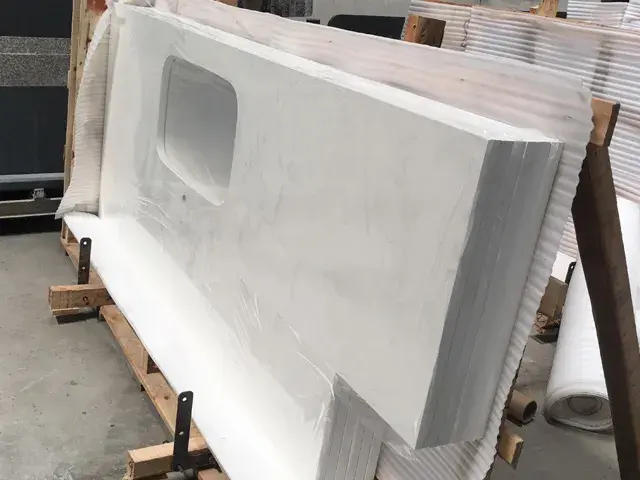 Thailand Quartz Single Center Sink Bowl Quartz Vanity Top Supplier Thailand Quartz Single Center Sink Bowl Quartz Vanity Top